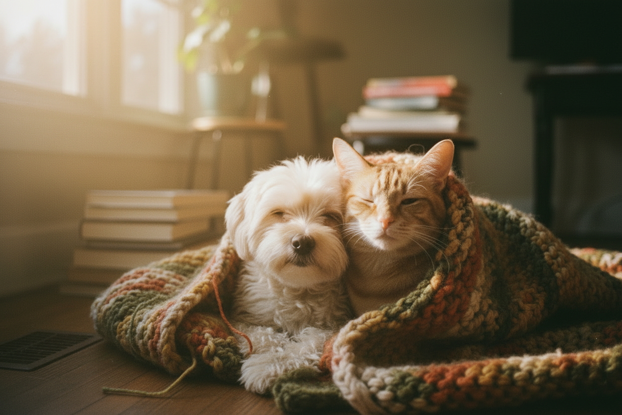 Hero Hund & Katze unter Decke