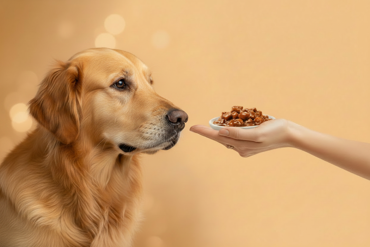 Hund mit Nassfutter