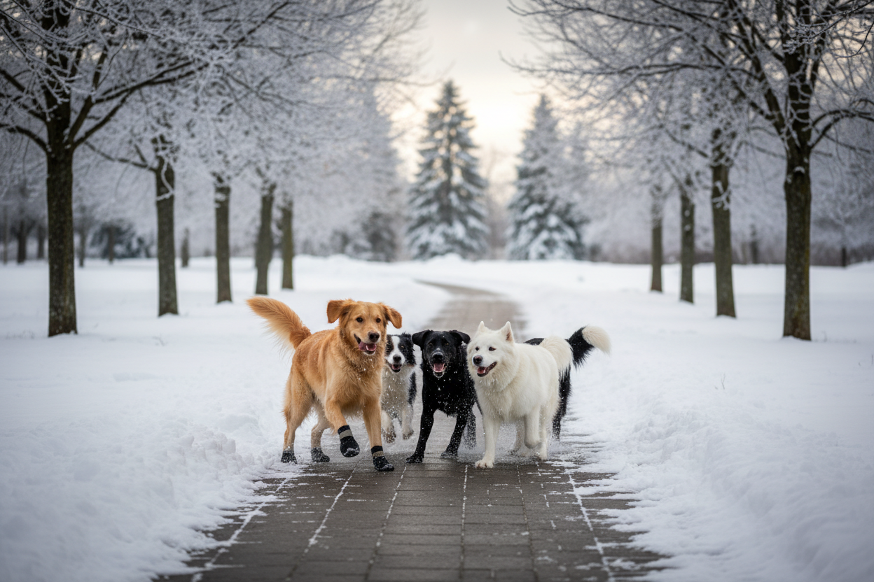 Hunde im Winterpark