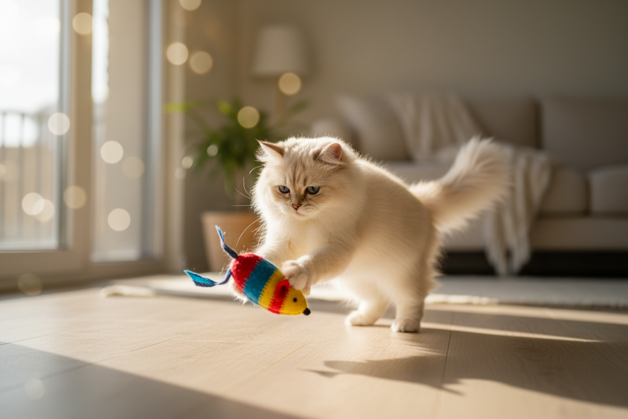 Katze mit Spielzeug