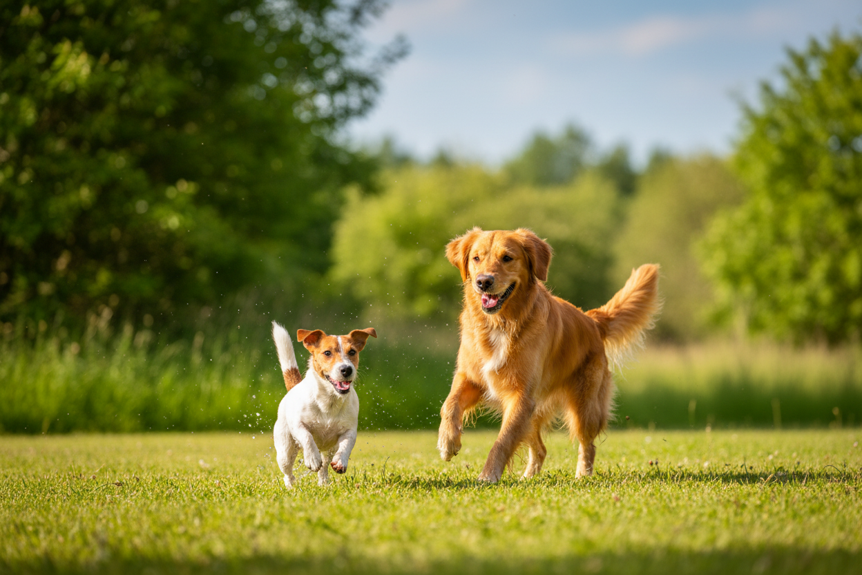 Zwei Hunde Natur spielen